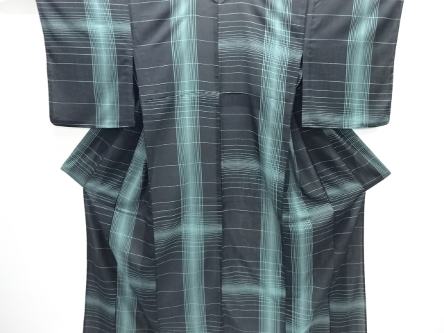 透かし織　変わり格子模様小紋着物